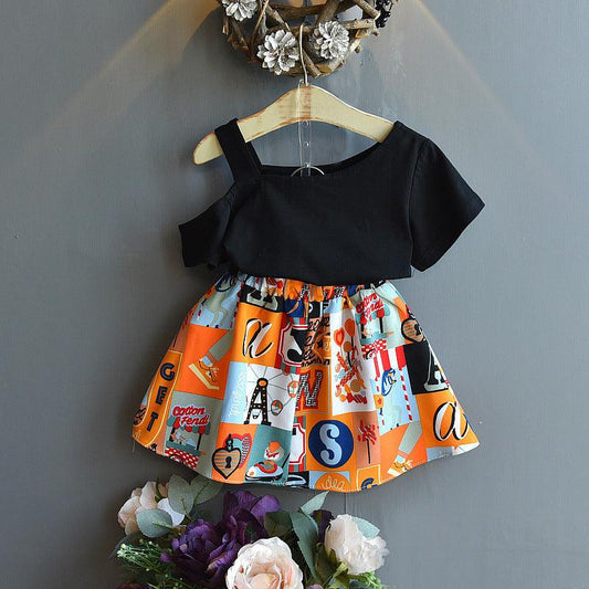 Charming Korean Floral Dress Set for Little Girls with Lotus Leaf Collar - Vogue Aura