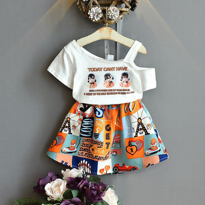 Charming Korean Floral Dress Set for Little Girls with Lotus Leaf Collar - Vogue Aura