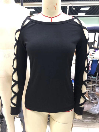 Elegant Black Petal Sleeve Pullover Top for Women - Vogue Aura