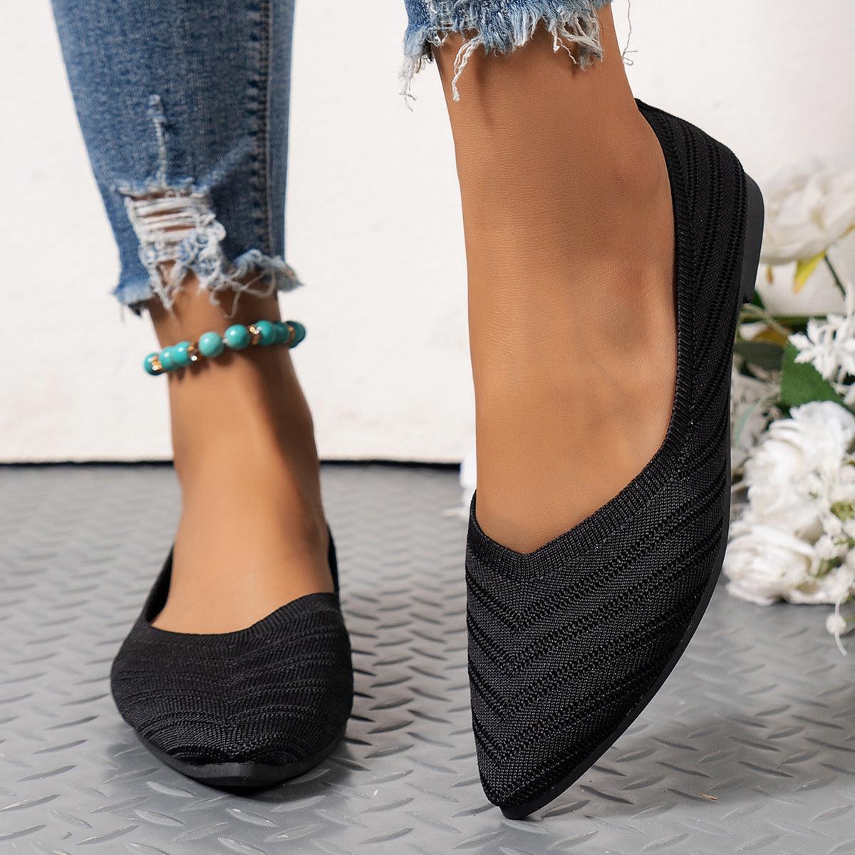 Chic Breathable Pointed Toe Flats for Women - Vogue Aura