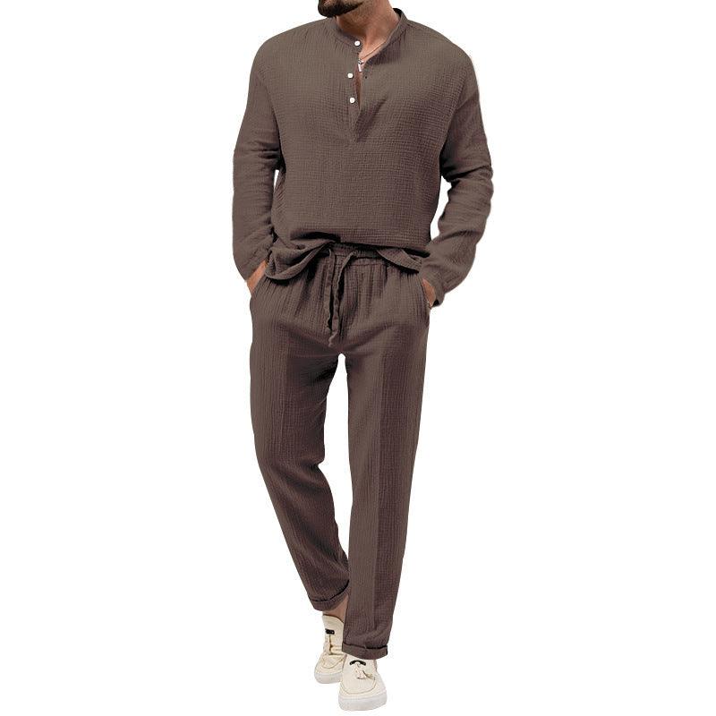 Chic Casual Long Sleeve T-Shirt and Trouser Set for Ultimate Comfort - Vogue Aura