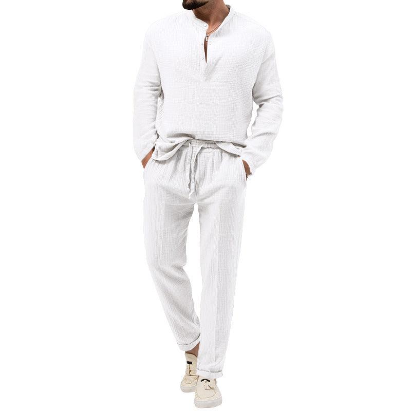 Chic Casual Long Sleeve T-Shirt and Trouser Set for Ultimate Comfort - Vogue Aura