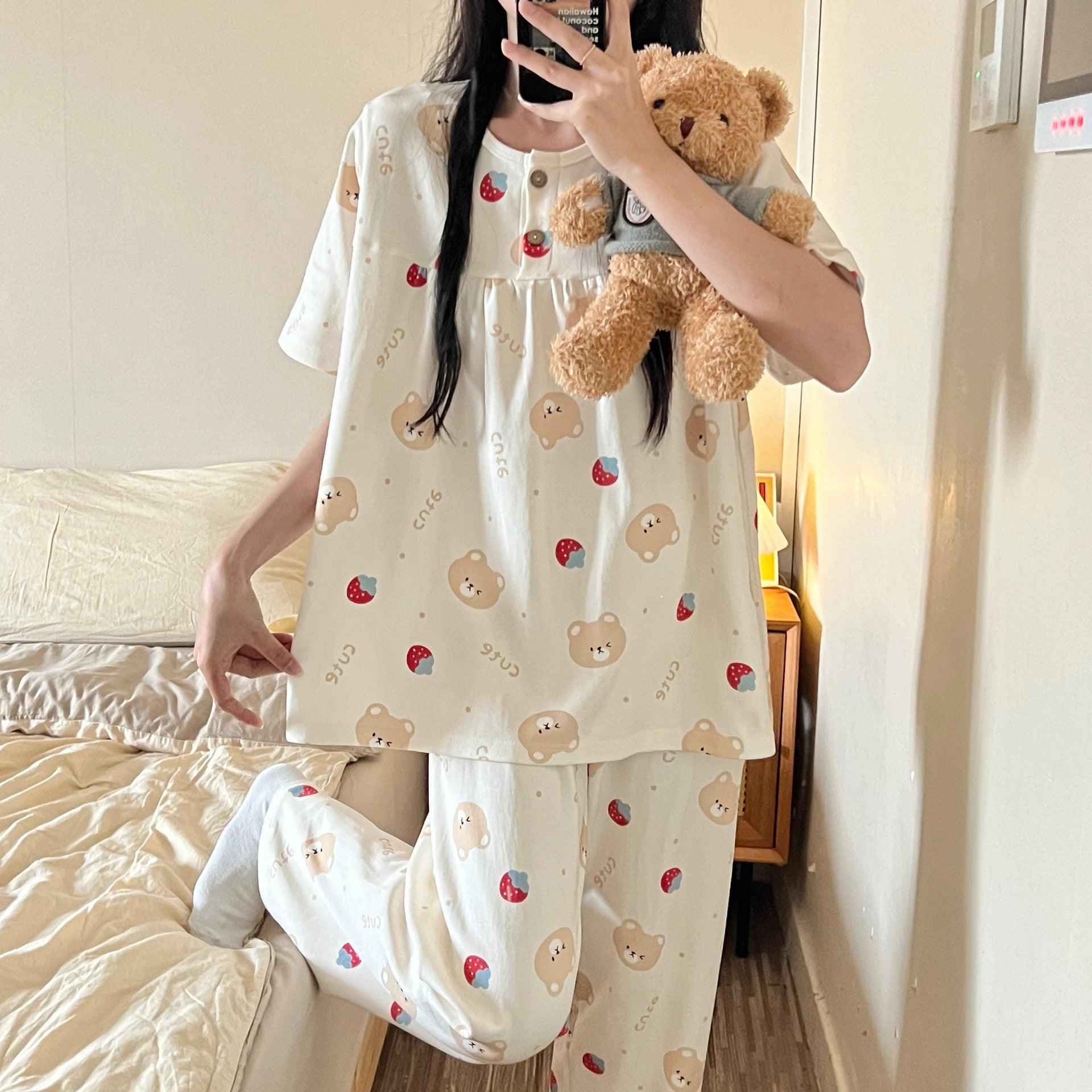 Chic Cotton Three-Piece Women's Pajama Set for Spring and Summer - Vogue Aura