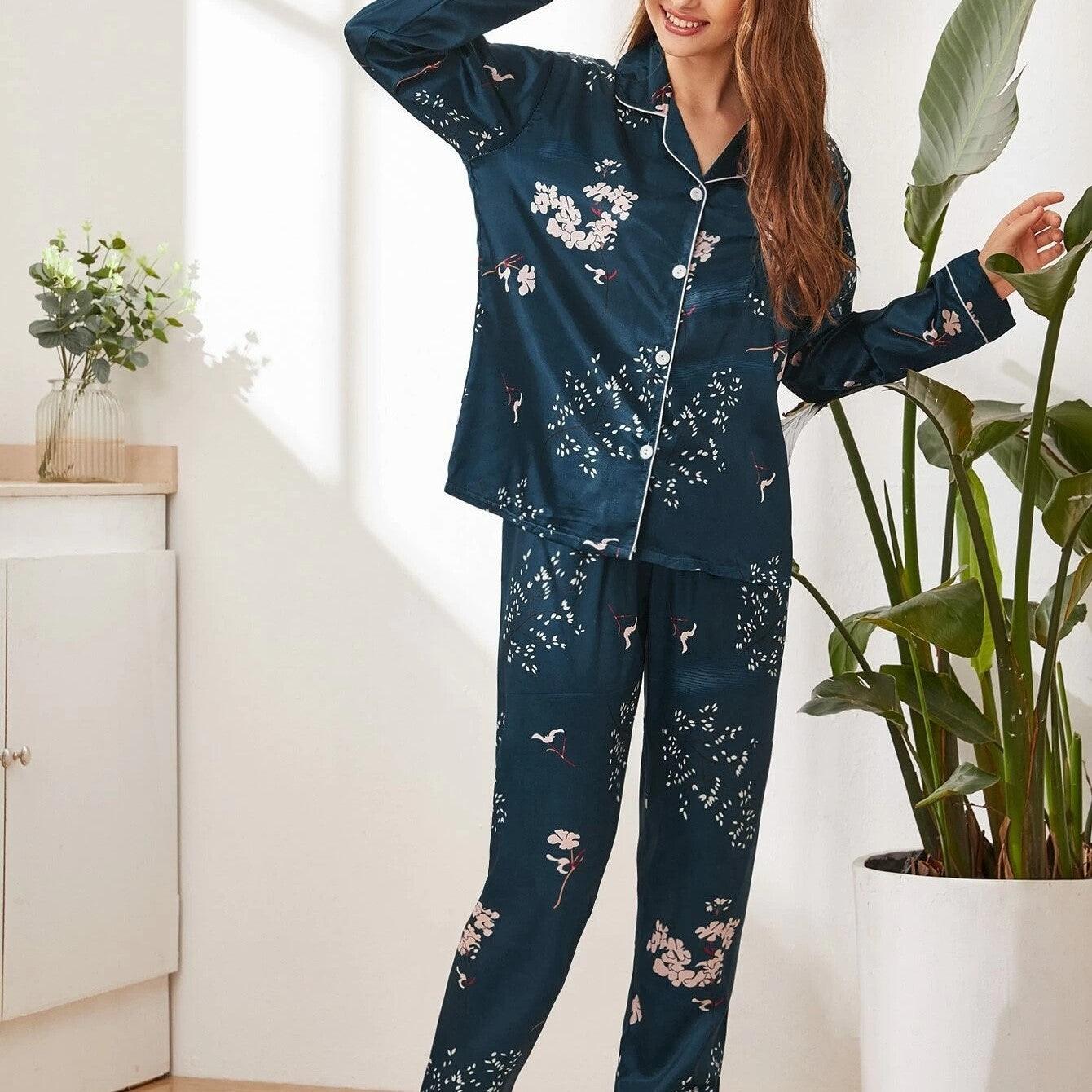 Chic European-American Women's Pajama Set for Luxurious Comfort - Vogue Aura