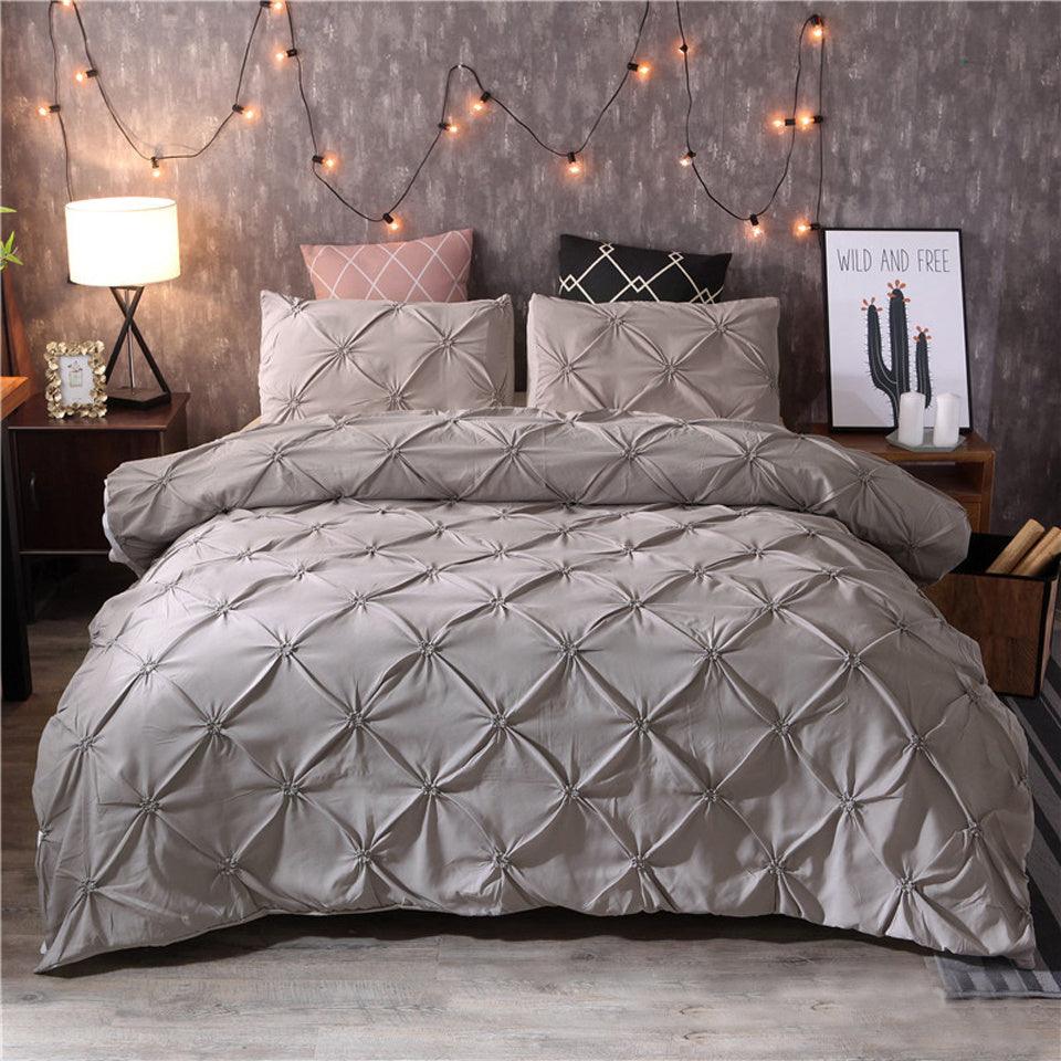 Chic Floral Patterned Duvet Cover Bedding Set in Elegant Solid Colors - Vogue Aura