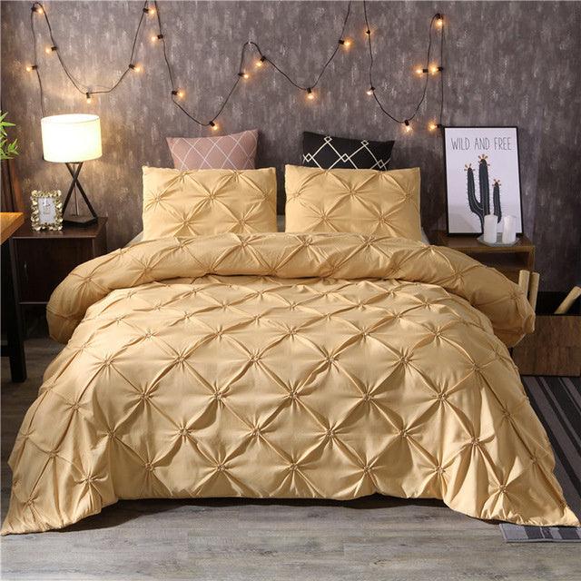 Chic Floral Patterned Duvet Cover Bedding Set in Elegant Solid Colors - Vogue Aura