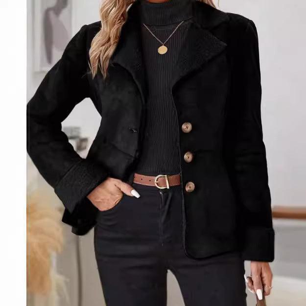 Luxurious Fur-Lined Lapel Jacket with Stylish Pockets - Vogue Aura