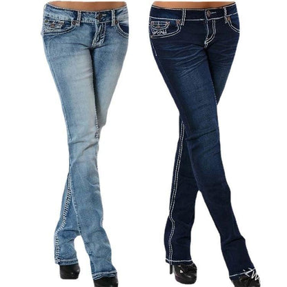 Chic High-Waisted Slim Fit Women's Denim Jeans - Vogue Aura