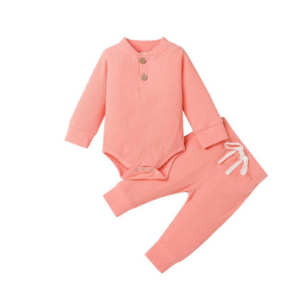 Chic Long Sleeve Cotton Bodysuit & Pants Set - Vogue Aura