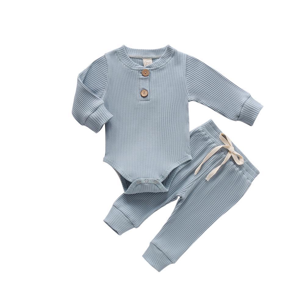 Chic Long Sleeve Cotton Bodysuit & Pants Set - Vogue Aura