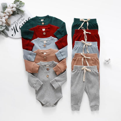 Chic Long Sleeve Cotton Bodysuit & Pants Set - Vogue Aura