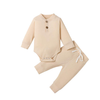 Chic Long Sleeve Cotton Bodysuit & Pants Set - Vogue Aura