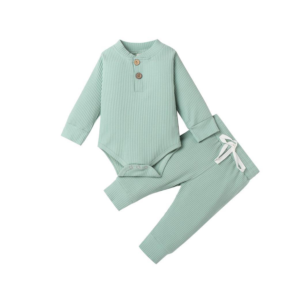 Chic Long Sleeve Cotton Bodysuit & Pants Set - Vogue Aura