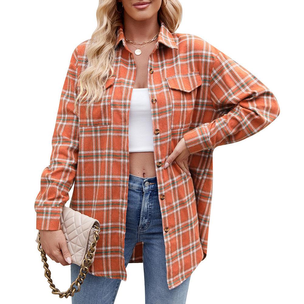 Chic Oversized Plaid Pocket Shirt for Women - Vogue Aura