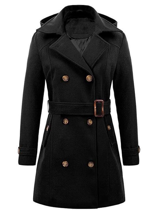 Chic Plus Size Woolen Hooded Coat for Modern Women - Vogue Aura