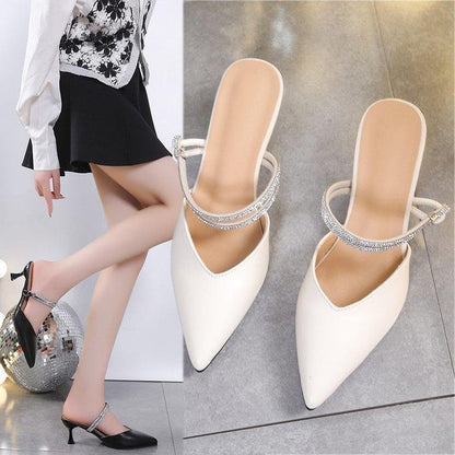 Chic Pointed-Toe Closed Toe Slippers for Women - Summer Casual Comfort - Vogue Aura