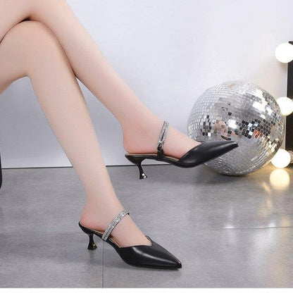 Chic Pointed-Toe Closed Toe Slippers for Women - Summer Casual Comfort - Vogue Aura