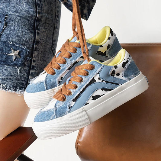 Chic Retro Colour-Block Low-Top Sneakers for Women - Vogue Aura