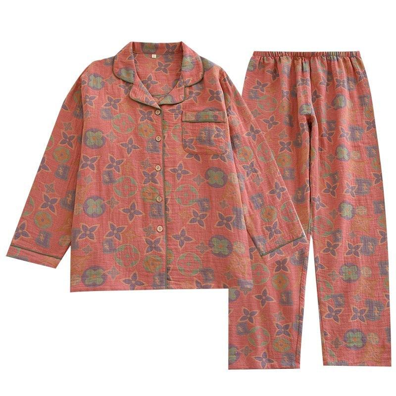 Chic Retro Cotton Pajama Set for Women - Vogue Aura