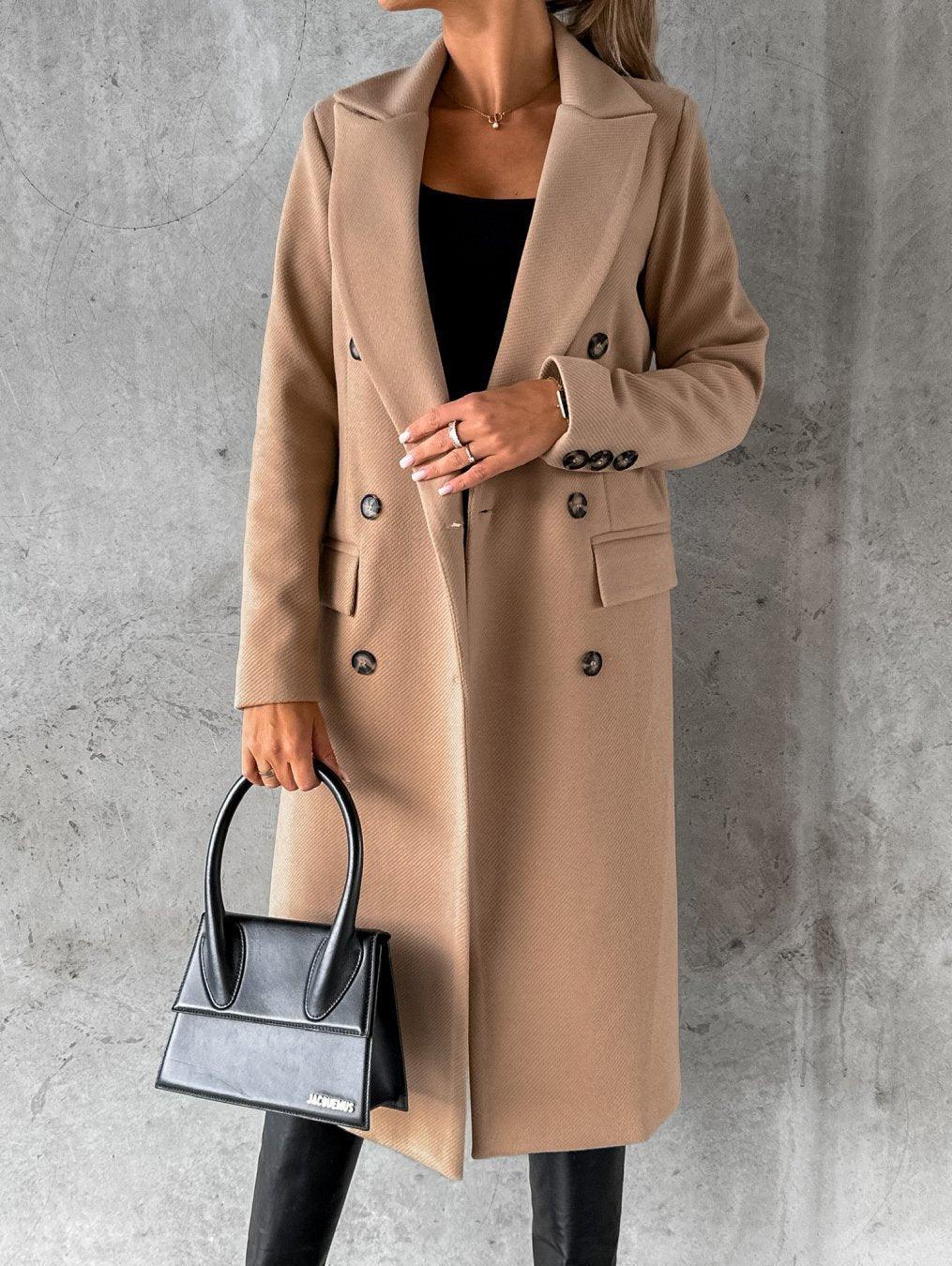 Chic Solid Color Woolen Overcoat for Women - Vogue Aura