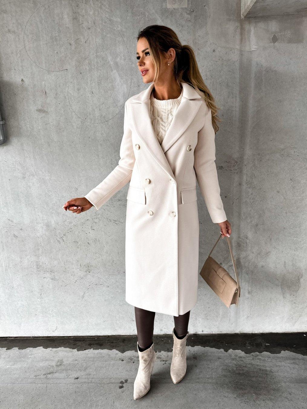 Chic Solid Color Woolen Overcoat for Women - Vogue Aura