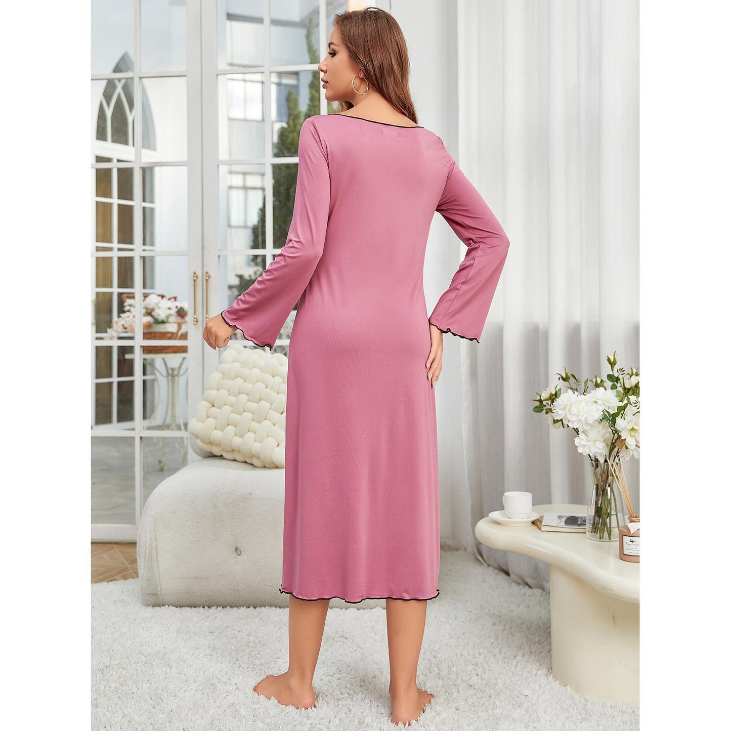 Chic Spring & Autumn Women's Pajama Dress - Comfortable and Versatile Nightwear - Vogue Aura