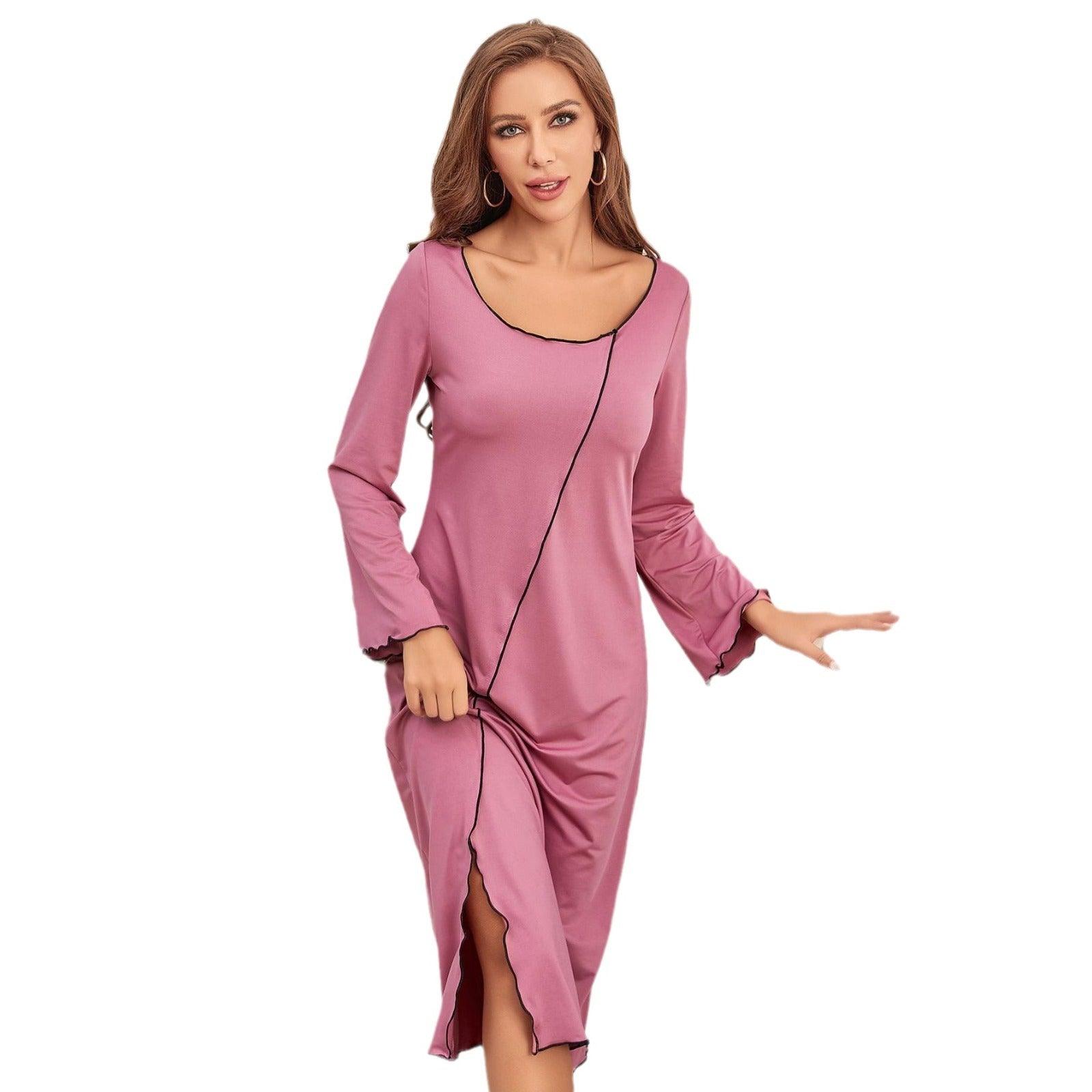 Chic Women's Pajama Dress for All-Season Comfort - Vogue Aura