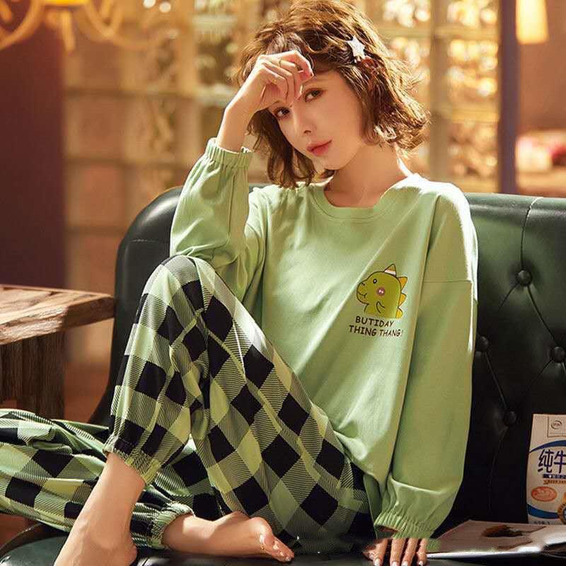 Chic Women's Long Sleeve Pajama Set for Spring and Autumn - Vogue Aura