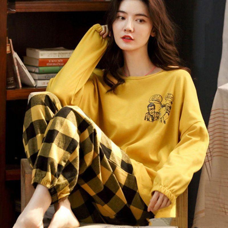 Chic Women's Long Sleeve Pajama Set for Spring and Autumn - Vogue Aura