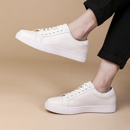 Classic British Style Genuine Leather Sneakers with Thick Sole - Vogue Aura