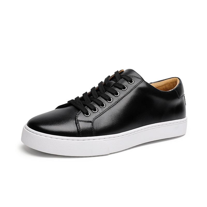 Classic British Style Genuine Leather Sneakers with Thick Sole - Vogue Aura