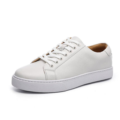 Classic British Style Genuine Leather Sneakers with Thick Sole - Vogue Aura