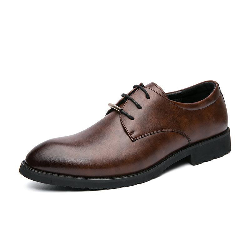 Classic Men's Leather Business Shoes - Elegant Round Toe Design - Vogue Aura