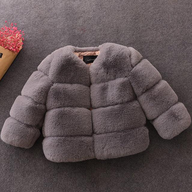 Cozy Abstract Rabbit Fur Coat for Kids - Vogue Aura