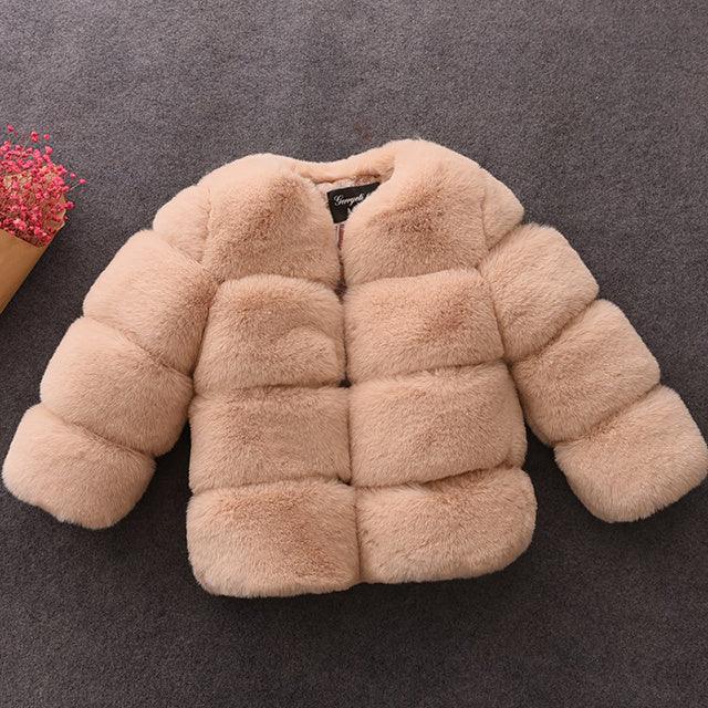 Cozy Abstract Rabbit Fur Coat for Kids - Vogue Aura