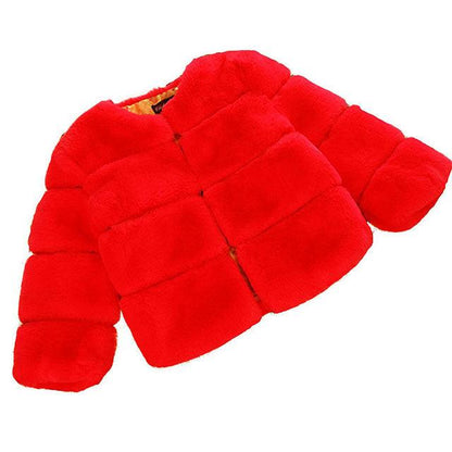 Cozy Abstract Rabbit Fur Coat for Kids - Vogue Aura