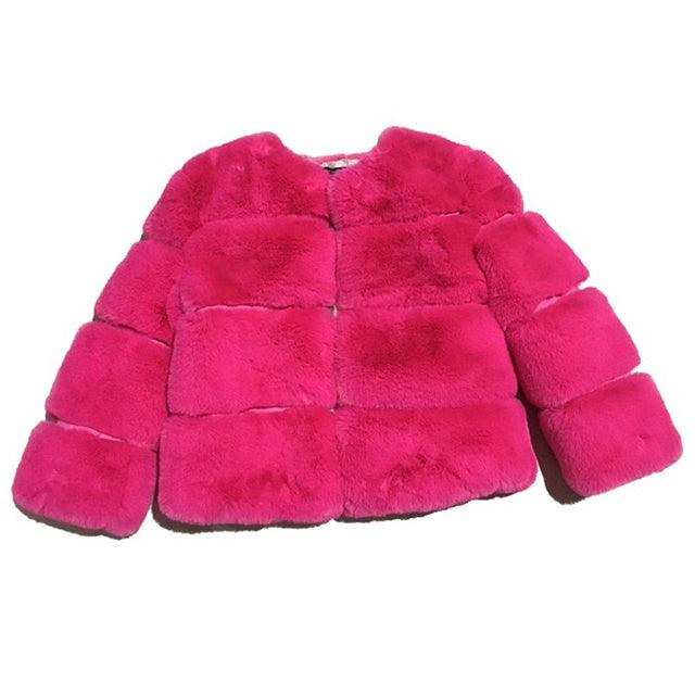 Cozy Abstract Rabbit Fur Coat for Kids - Vogue Aura