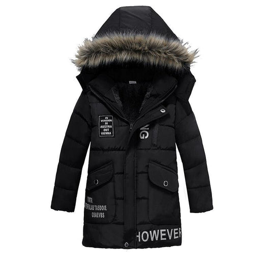 Cozy Boys' Fur-Collared Cotton Padded Jacket for Winter - Vogue Aura