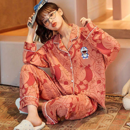 Cozy Cartoon Cotton Pajama Set for Women - Autumn & Winter Collection - Vogue Aura