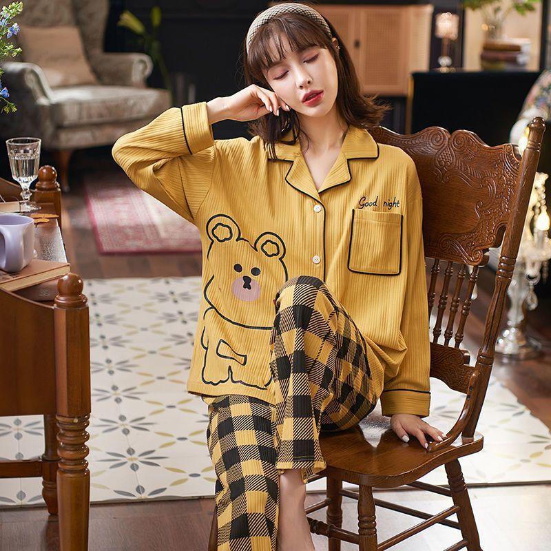 Cozy Cartoon Cotton Pajama Set for Women - Autumn & Winter Collection - Vogue Aura