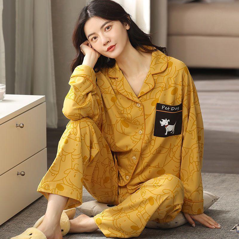 Cozy Cartoon Cotton Pajama Set for Women - Autumn & Winter Collection - Vogue Aura