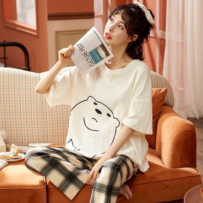 Cozy Cartoon Cotton Pajama Set for Women - Autumn & Winter Collection - Vogue Aura