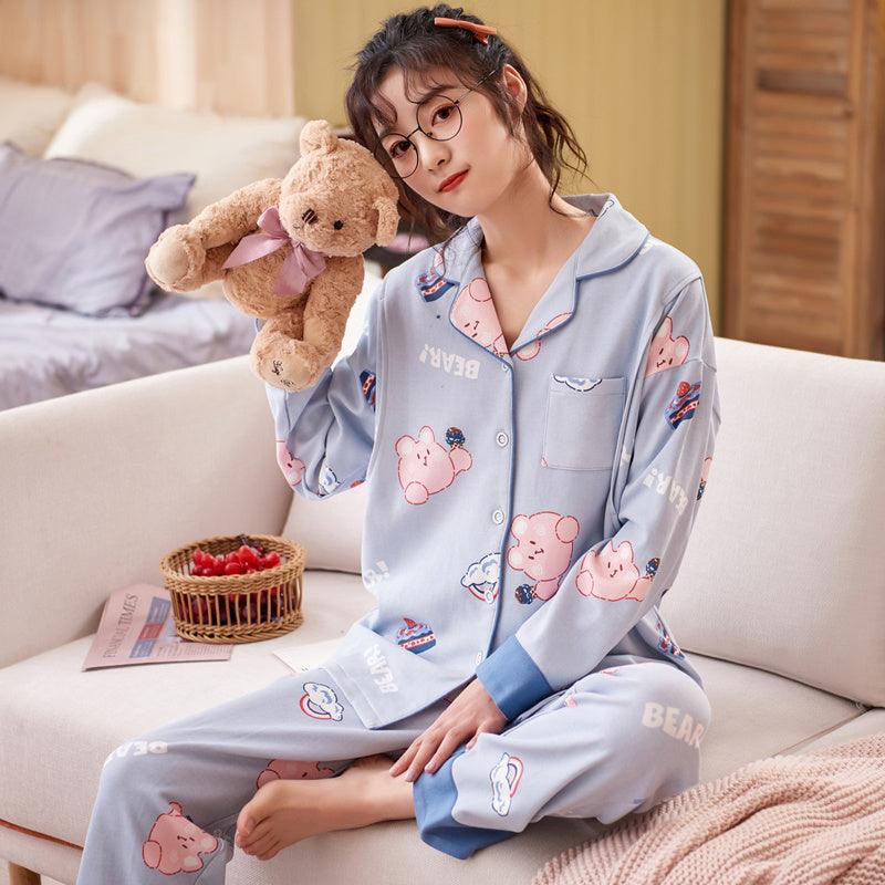 Cozy Cartoon Pajama Set for New Moms - Summer Cotton Comfort - Vogue Aura