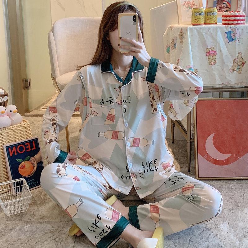 Cozy Cartoon Pajama Set for New Moms - Summer Cotton Comfort - Vogue Aura