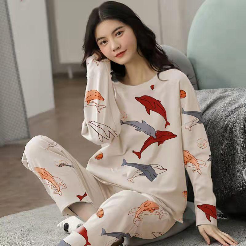 Charming Women’s Pajama Set in Playful Cartoon Print - Vogue Aura