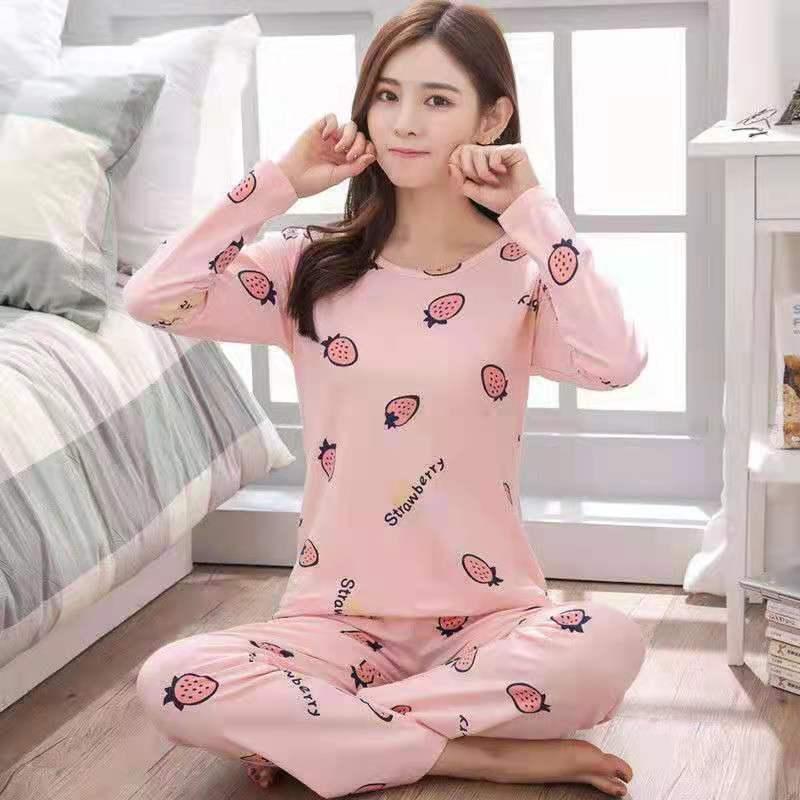 Charming Women’s Pajama Set in Playful Cartoon Print - Vogue Aura