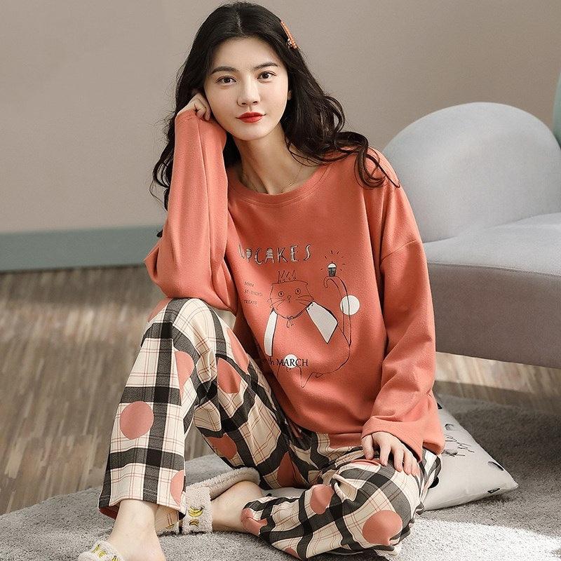 Charming Women’s Pajama Set in Playful Cartoon Print - Vogue Aura