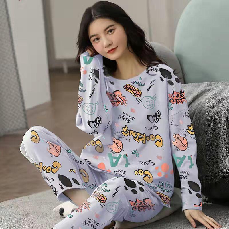 Charming Women’s Pajama Set in Playful Cartoon Print - Vogue Aura