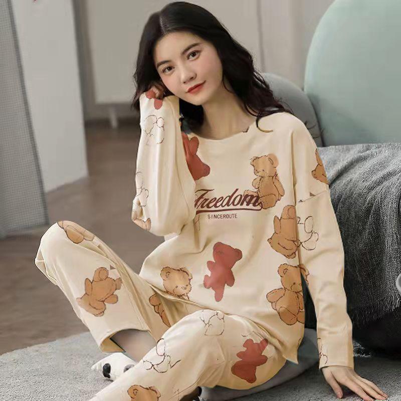 Charming Women’s Pajama Set in Playful Cartoon Print - Vogue Aura