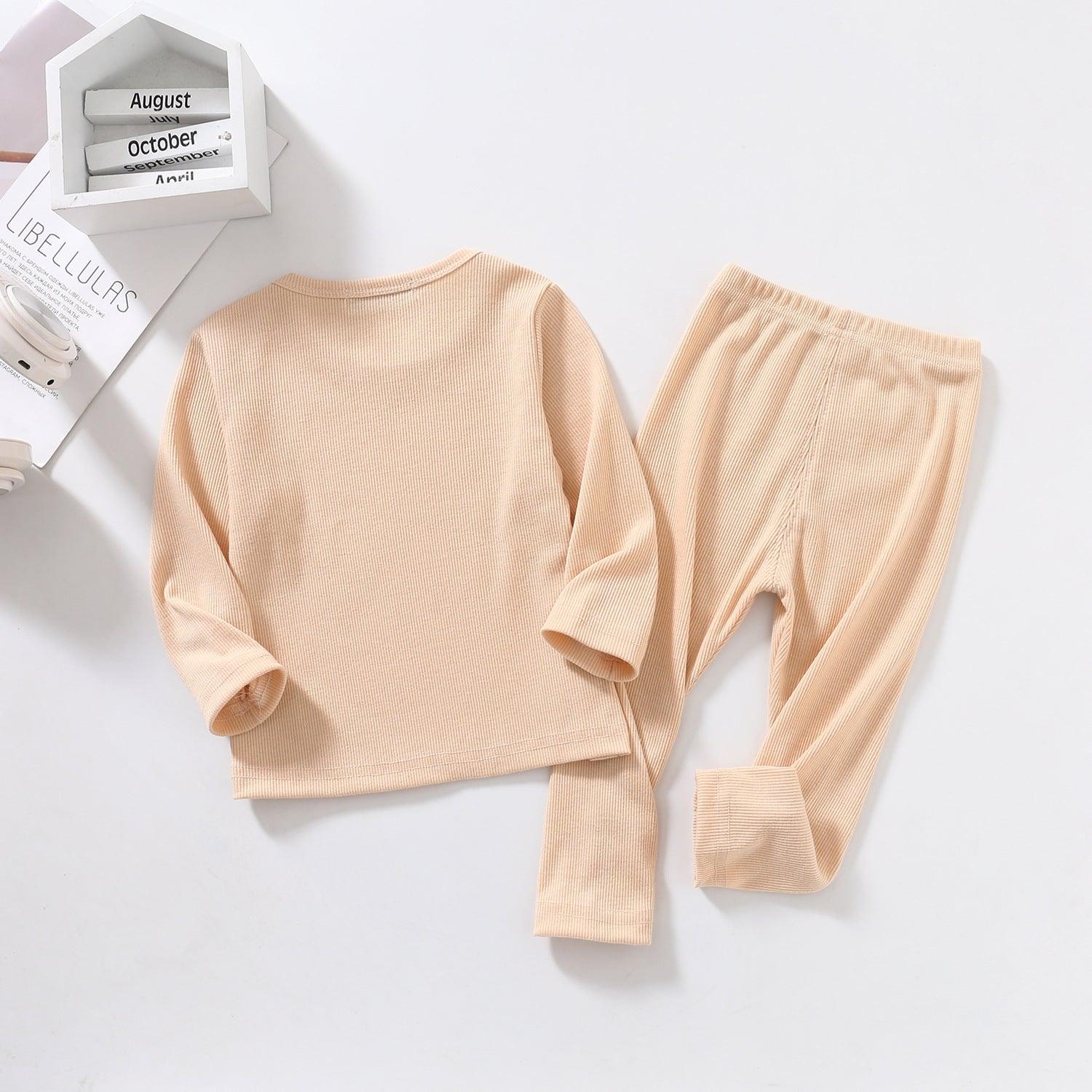 Cozy Cotton Long-Sleeved Pajama Set for Kids - Perfect for Autumn and Winter - Vogue Aura